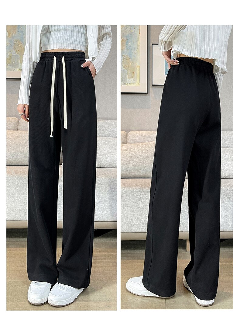 jinran Casual Wide Leg Pants Women'S Spring Autumn New Korean Female Loose High Waist Thin Hanging Feeling Versatile Long Trousers