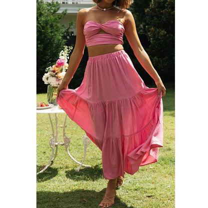 jinran Gingham Print Off Shoulder Sexy Front Cut Out Summer Dress Long Elegant Plaid Vintage Strapless Beach Dress Sleeveless