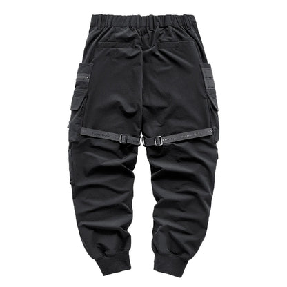 Streetwear Cargo Pants Harajuku Hip Hop Joggers Men Oversized Techwear Pants Multi Pockets Harem Pencil Trousers Black