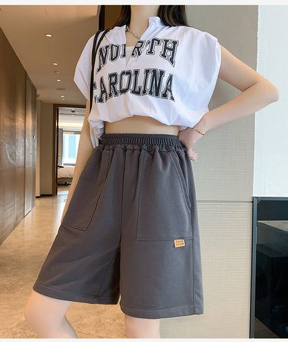 jinran Sport Casual Shorts for Women Summer Loose Boyfriends Korean Shorts High Waist Thin Wide Leg Straight Short Pants Female