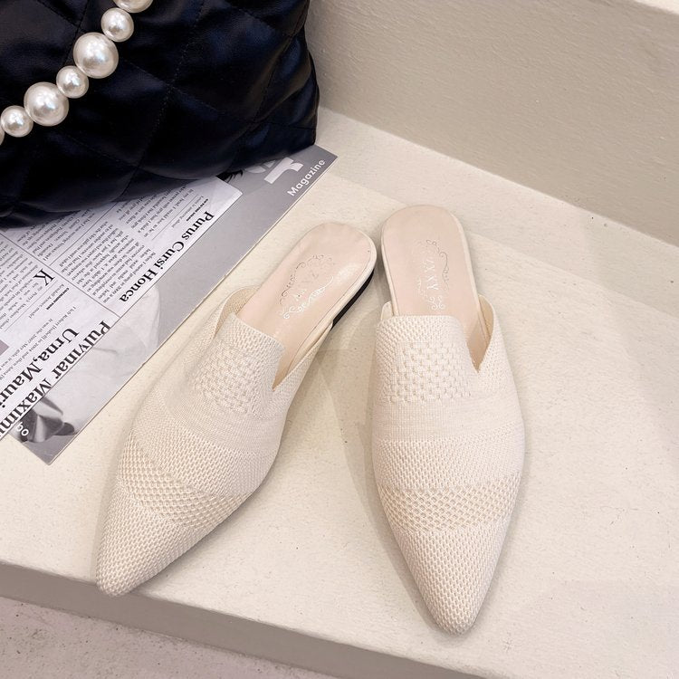 jinran Woman Mules Shoes Outdoor Women Slippers Female Square Toe Shallow Low-heel Casual Shoes Comfortable Slippers Slides New