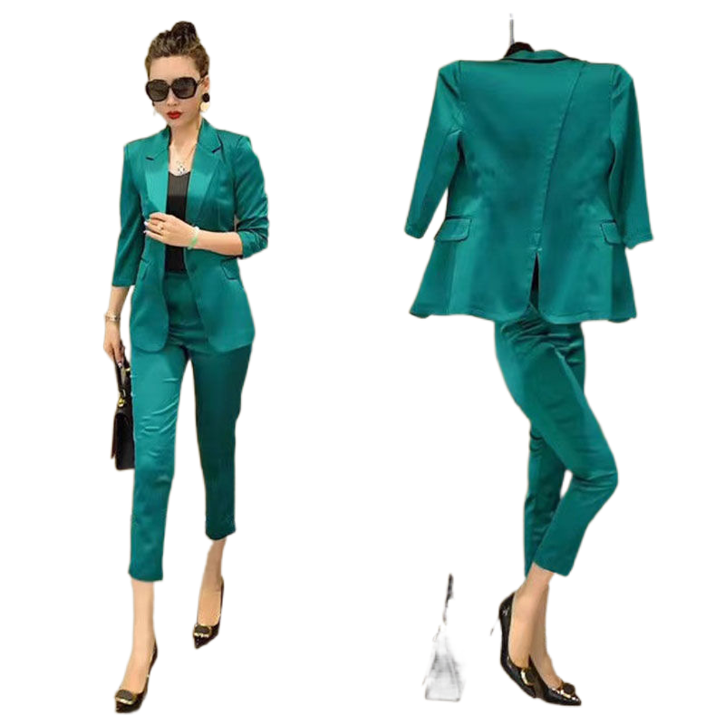 jinran Women's Oversized Suit 2022 Summer New Korean Office Commuting Two-piece Suit Leggings Suit Two-piece Suit for Women