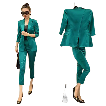 jinran Women's Oversized Suit 2022 Summer New Korean Office Commuting Two-piece Suit Leggings Suit Two-piece Suit for Women