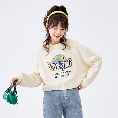 jinran Sweatshirt Women Green Short Section 2022 Spring New Oversize Hoodies Trend Retro Personality Women'S Clothing