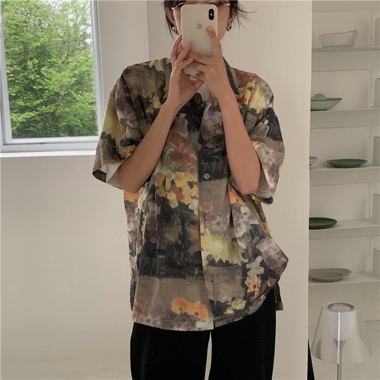 jinran Chiffon Blouse Women Women's Summer Tunic Vintage Clothes Female Hawaiian Shirt with Short Sleeve Harajuku Top Women