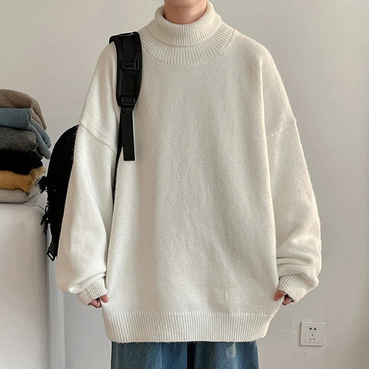 Pink Oversized Korean Fashions Harajuku Knitted Sweater Winter Turtleneck Sweaters Pullovers Men Vintage Black Clothes