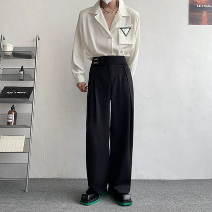 Black Suit Pants Men Oversized Fashion Social Mens Dress Pants Korean Loose Straight Wide Leg Pants Mens Office Formal Trousers