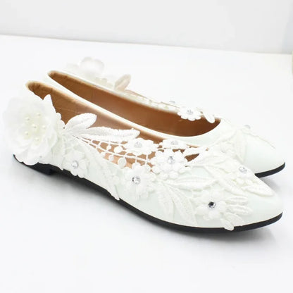 jinran White Flower Pumps New Arrival Womens Wedding Shoes Bride High Heels Platform Shoes for Woman Ladies Party Dress Shoes