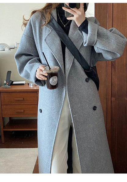 jinran 2022 New Autumn and Winter Suit Collar Camel Colored Woolen Coat Women Knee Length Wool Coat Coat Women Winter Jacket Long Coat