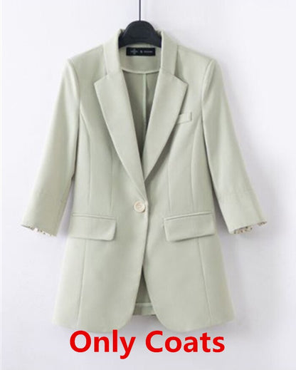 jinran Women's Graceful Spring Summer Work Clothing 2022 Office Lady Thin Suit Coats+Chiffon Print Sling Dress Casual Blazers Female