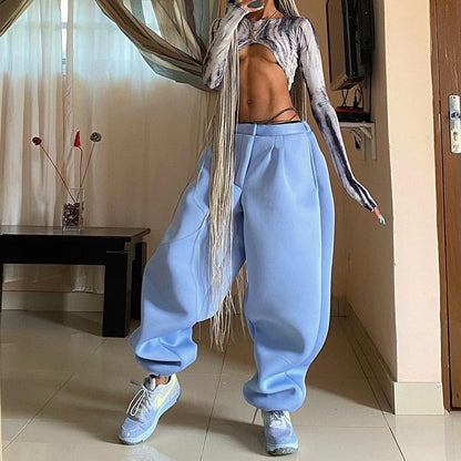 jinran Summer Women Zipper Loose Casual Y2K Clothes High Waist Wide Leg Jeans Baggy Pants Vintage Streetwear Trousers Wholesale