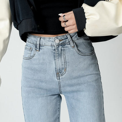 jinran Jeans Women Baggy High Waist Pants 2022 New Fashion Straight Leg Pants Y2k Denim Trousers Vintage Loose Washed Mom Jeans