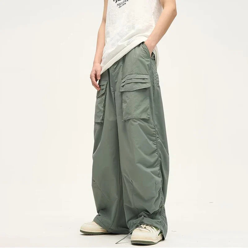 Parachute Cargo Pants Men Oversize Cargo Trousers Male Y2K Sweatpants Men High Waist Japanese Streetwear Hip Hop