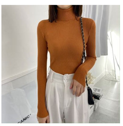 jinran Autumn Winter Korean Women Pullover Sweaters Slim Women Turtleneck Basic Tops Casual New Knitted Sweater Soft Warm Jumper 8069