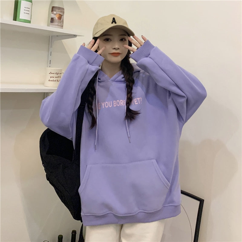 jinran College Style New White Baggy Pullover Fashion Letter Printing Harajuku Sweatshirt Casual Lazy Raglan Sleeves Drawstring Hoodie