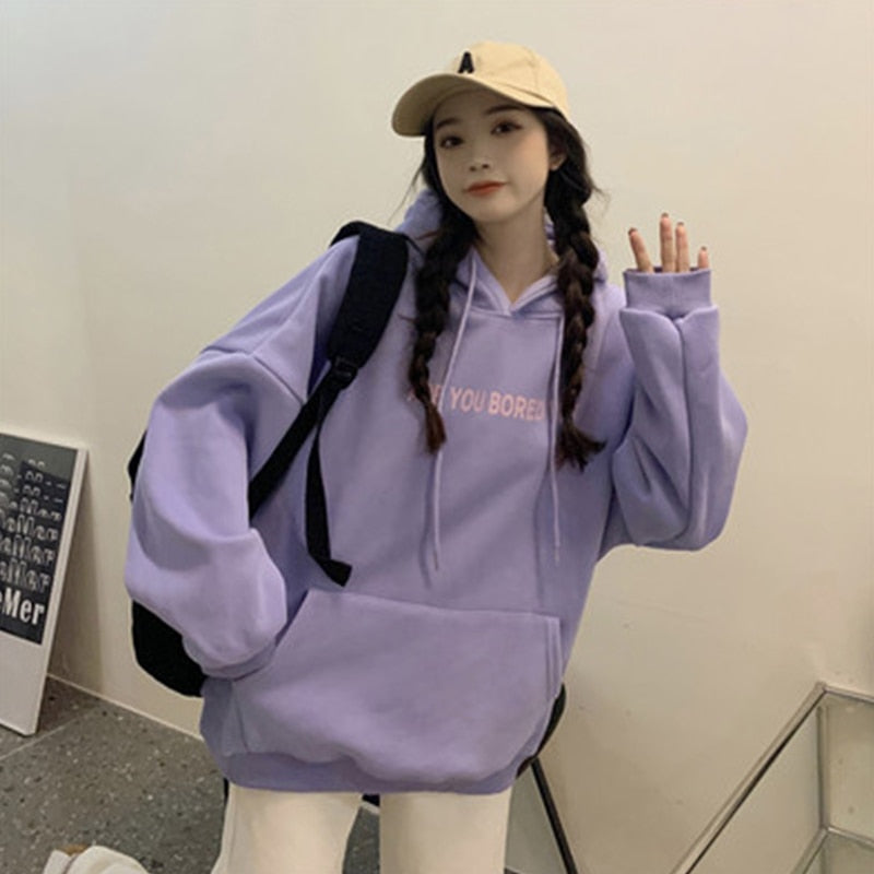 jinran College Style New White Baggy Pullover Fashion Letter Printing Harajuku Sweatshirt Casual Lazy Raglan Sleeves Drawstring Hoodie