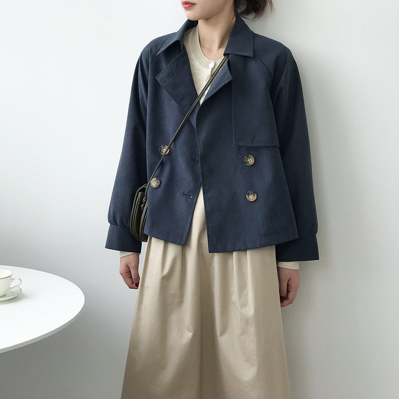 jinran 2024 Japanese Turn down Collar Full Regular Sleeve Khaki Trench Loose Straight Short Khaki Office Lady Fabric Belt Coat