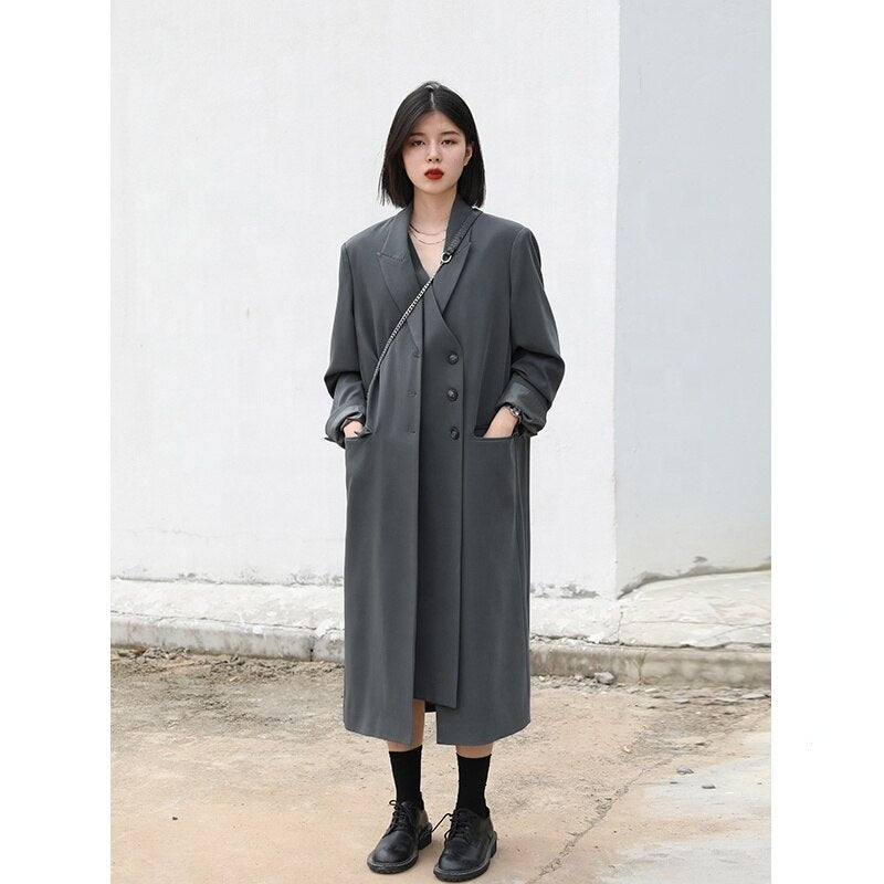 jinran New Women's Long Trench Coat Solid Design Woman Windbreaker Outerwear Female Tops Office Lady Coats Spring Autumn 2022