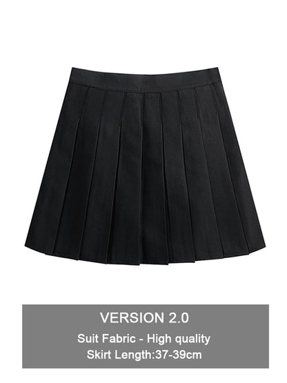 jinran Preppy Style High Waist Solid Pleated Mini Skirt Women Summer Spring Korean Fashion Cute White A-line Skirt Y2k Skort Clothes