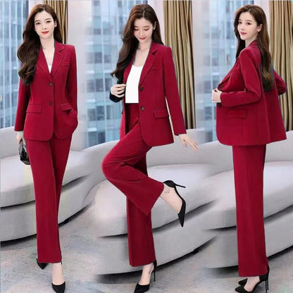 jinran 2022 Summer New Korean Fashion Elegant Women's Pants Suit Office Blazer Jacket Leisure Trousers Two Piece Set Female Clothing