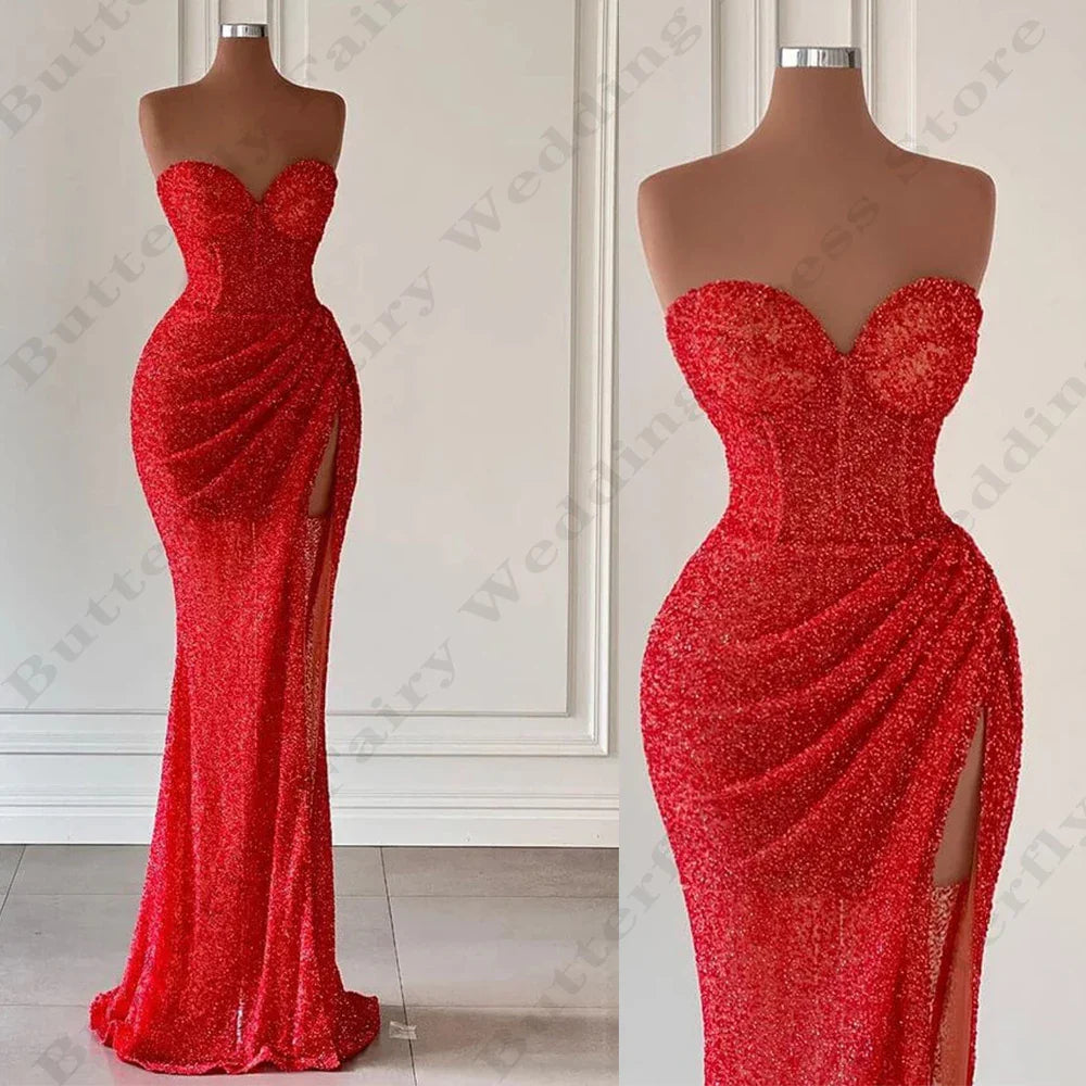 jinran Sexy Mermaid Backless Evening Dresses Fashion Off Shoulder Sleeveless High Split For Women Elegant Fascinating New Prom Gowns