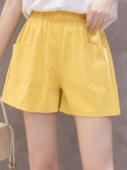 jinran Summer Cotton Linen Shorts Women's High Waist Linen Loose and Thin Hot Pants Large Casual Thin Wide Leg Pants Women Clothing