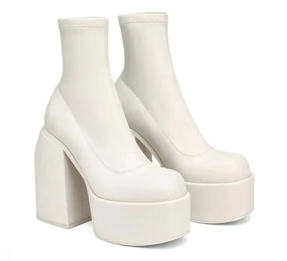 jinran Summer Boots Women Shoes Sexy Thigh High Heels High Sexy Zipper Boots-Women shoes Over-the-Knee White Rubber Autumn Ladies