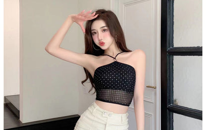 jinran Sexy Y2K Gyaru Flash Point Halter Top Crop Top Women Padded Push Up Wireless Camisole Soft Delicate Summer Tank 2022 New