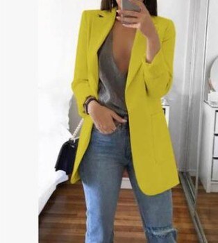 jinran Suit Jacket Female Spring Autumn New European American Solid Color Fashion Lapel Slim Cardigan Leisure Suit Jacket Female