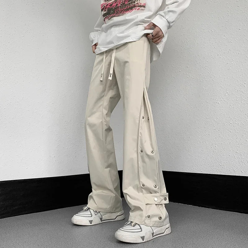 Wide Leg Pants Men Sports Tracksuit Botton Slit Oversize Trousers Male Loose Casual Streetwear Hip Hop Spring and Autumn