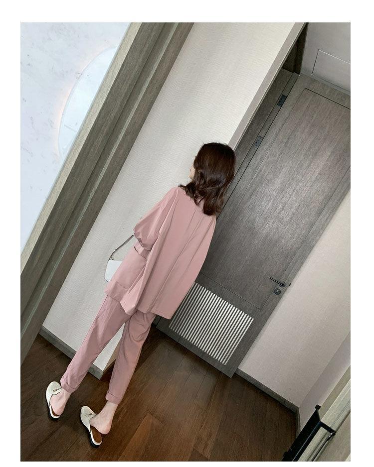 jinran Korean Style New Pink Elegant Women's Pants Suit Fashion Loose Jacket Trousers Two-piece Set Female Office Blazer Tracksuit