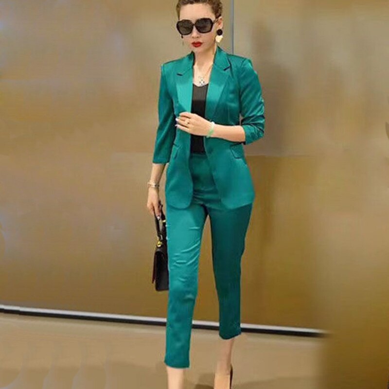 jinran Women's Oversized Suit 2022 Summer New Korean Office Commuting Two-piece Suit Leggings Suit Two-piece Suit for Women