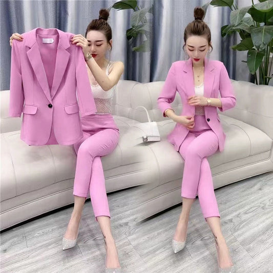 jinran Women's Oversized Suit 2022 Spring and Summer Korean Fashion Commuting Two-piece Suit Leggings Suit Two-piece Suit for Women