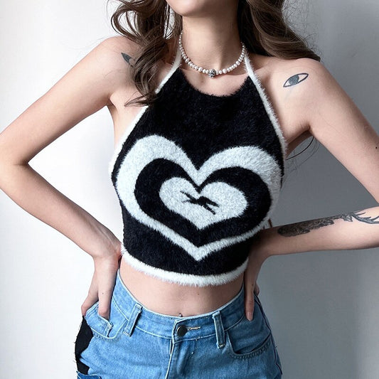 jinran Sexy Love Knit Halter Tube Tee Backless Bottoming Slim Fit Vest Crop Top Women's Spring 2022 New Style Tee Tank Tops