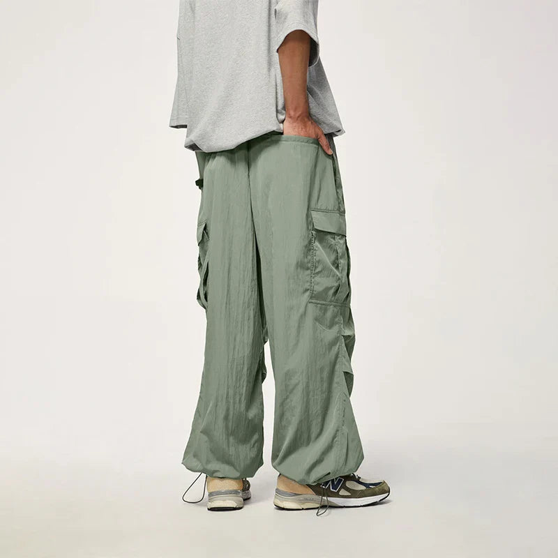 Baggy Cargo Pants Men Green Parachute Wide Leg Trousers Male Black Oversize Loose Casual Streetwear Hip Hop Waterproof