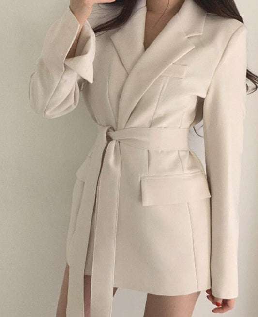 jinran Suit Women's 2022 Spring and Autumn New Korean Version of Waist Belt, Long Jacket, Casual Commuter Suit Women Jacket Women