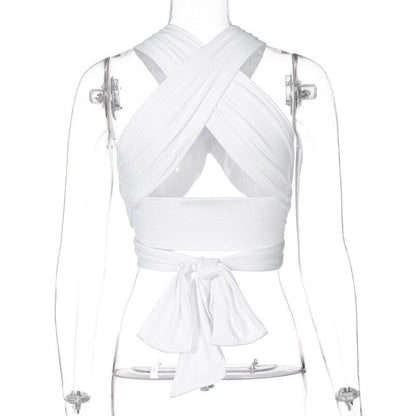 jinran Sleeveless Solid Corset Bandage Halter Patchwork Women Tops Hollow Out Sexy Tank Top Spring Summer Y2k Clothes Blouses
