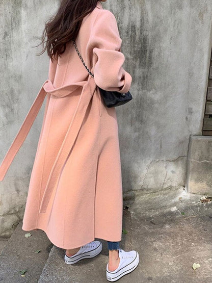 jinran Coat Women's Medium and Long Style New High-end Loose Knee Length Korean Woolen Coat In Autumn Winter of  Coats for Women