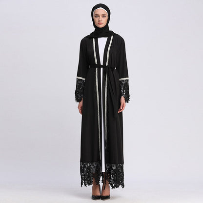 jinran Summer Elegant Solid Color Colorful Temperament Long Skirt Ladies Open Shouder Robe Satin Large Size Belt Muslim Woman Abaya