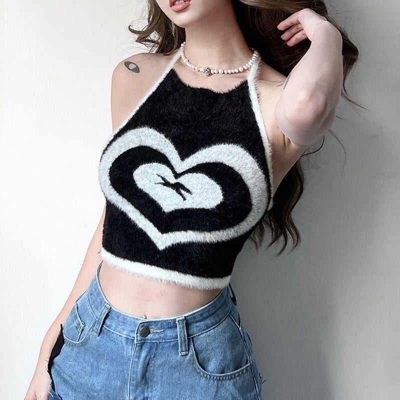 jinran Sexy Love Knit Halter Tube Tee Backless Bottoming Slim Fit Vest Crop Top Women's Spring 2022 New Style Tee Tank Tops