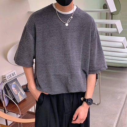 Solid Hip Hop Loose Mens T-shirts Casual Chic Coffee/Gray/Black Summer Short Sleeves Streetwear Tshirt Tees Oversize 3XL