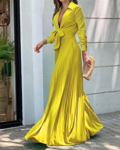 jinran Women's Jumpsuit Summer Fashion V Neck Sleeveless Lapel Solid Color Pleated Ties Loose Wide Leg Jumpsuit