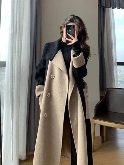 jinran Woolen Coat Women's Fashion Versatile Coat Women's 2022 Spring and Autumn New Style Temperament Button Medium Length Trench Coat