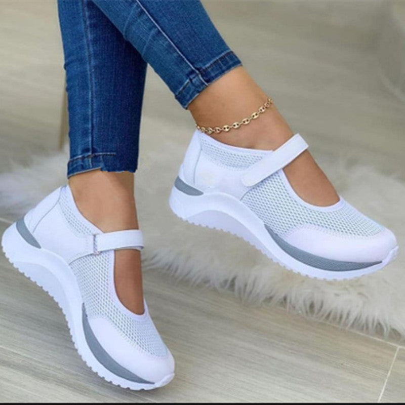 jinran 2022 New Autumn Outdoor Breathable Mesh Shoes Women Casual Platform Sneakers Travel Walking Footwear Large Size Vulcanized Shoes