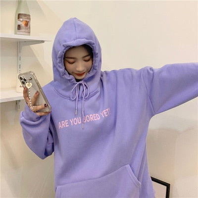 jinran College Style New White Baggy Pullover Fashion Letter Printing Harajuku Sweatshirt Casual Lazy Raglan Sleeves Drawstring Hoodie