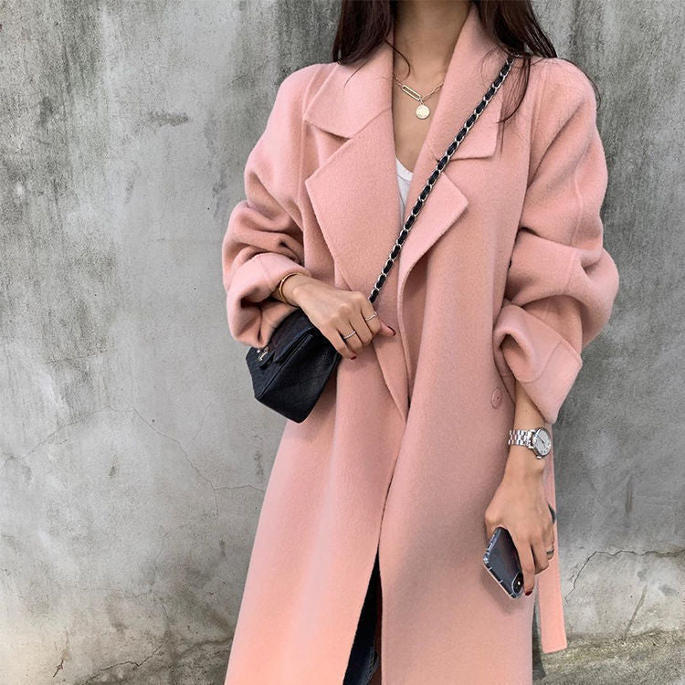 jinran Coat Women's Medium and Long Style New High-end Loose Knee Length Korean Woolen Coat In Autumn Winter of  Coats for Women