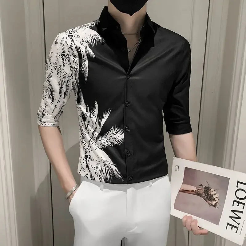 Male Shirts Graphic Oversize White Half Sleeve Men's Shirt with Sleeves Designer Slim Fit Normal Fashion 2024 Korean Style Xxl I