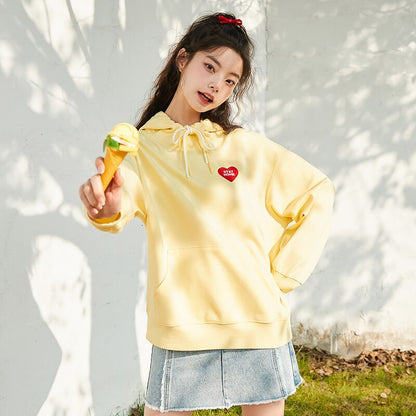 jinran Sweatshirt Women Yellow Hooded Top 2022 Spring New Bear Girl Sweet Clothes Hoodies