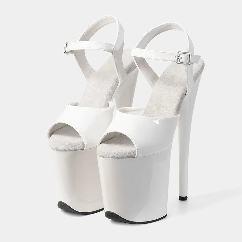 Sexy Fetish 8 Inches Dress Platform Sandals Peep Toe Pole Dance Shoes 20cm Women Stripper Models Show Nightclub Exotic Bride New