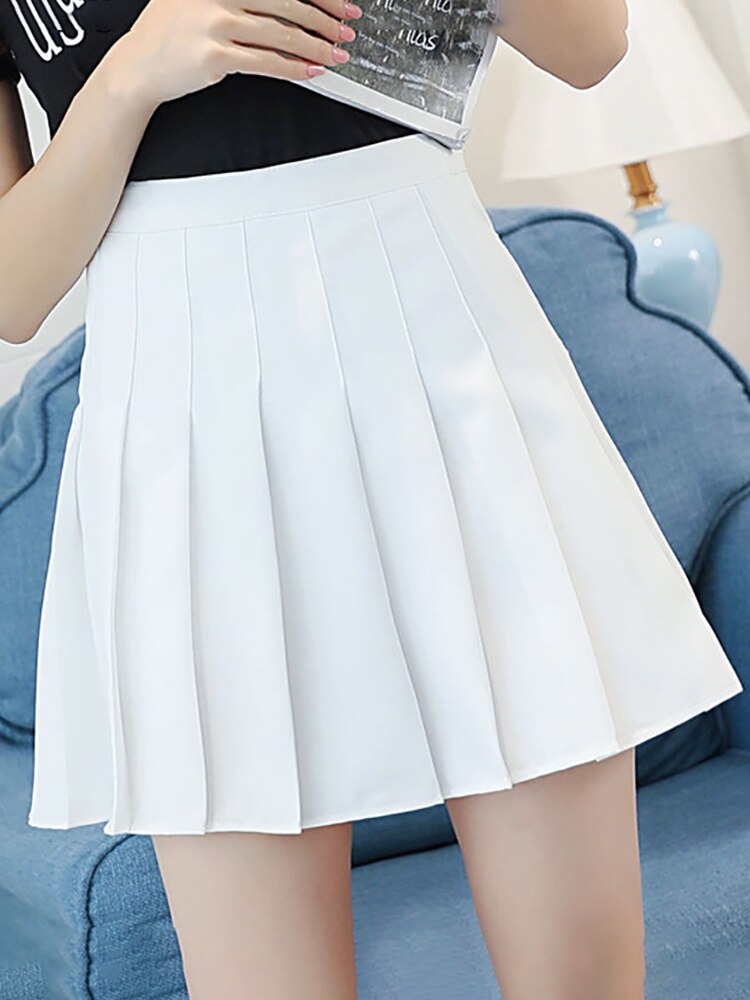 jinran Women Elegant High Waist Pleated A Line Skirt Summer Vintage Harajuku Y2K Plaid Korean Fashion Mini Kawaii Tennis Skirt Grils